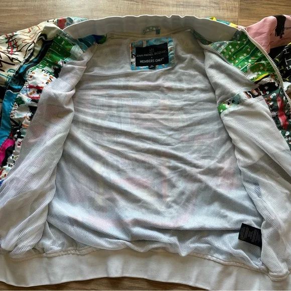 Members Only x Jean-Michel Basquiat Windbreaker Jacket Multicolor Sz Medium